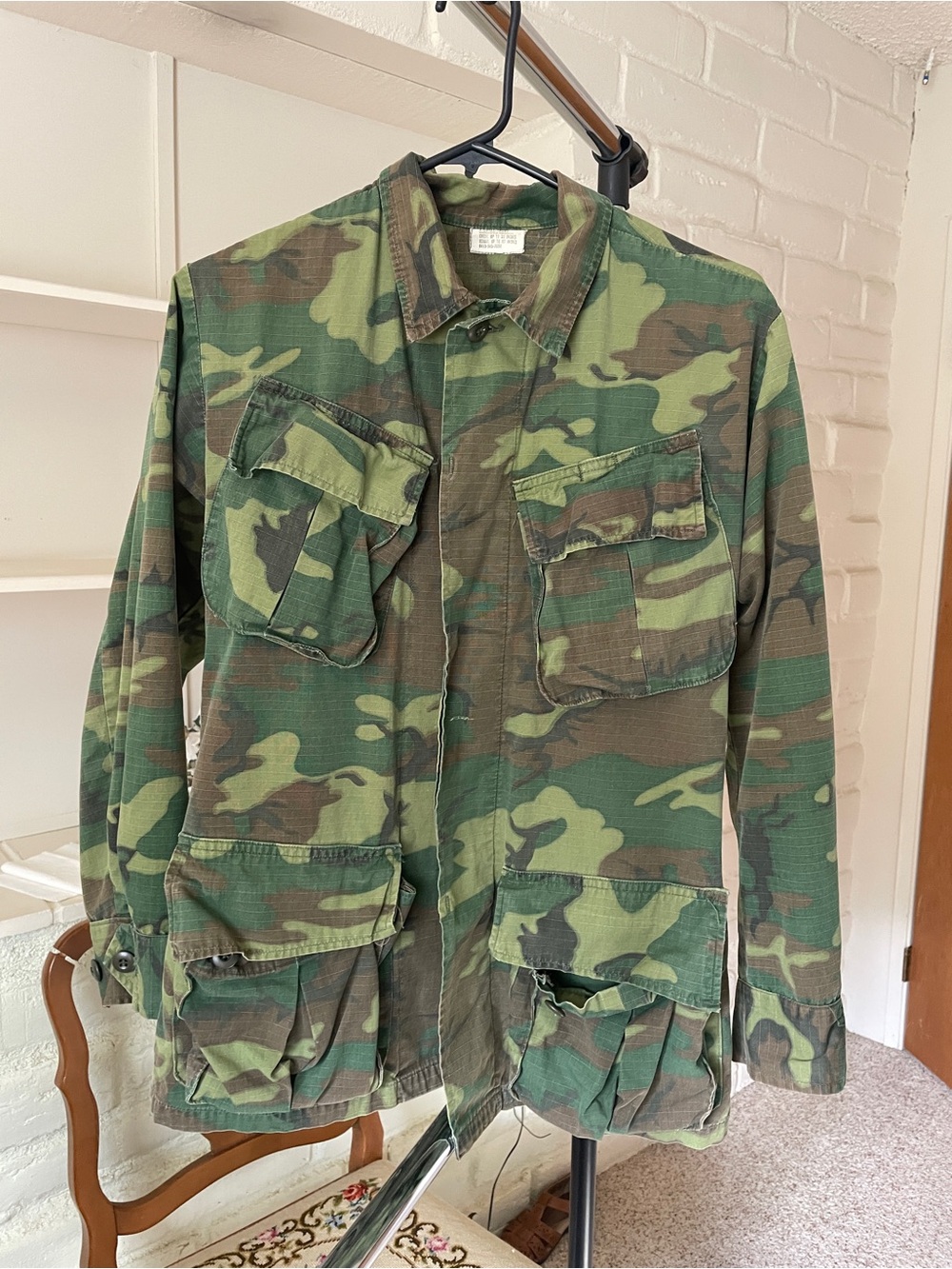 Vintage U.S. Military Woodland Camo BDU Ripstop Field Jacket XSmall
